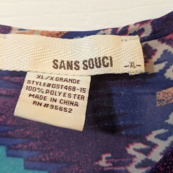 Sans Souci sleeveless Aztec print top Sz XL - Picture 3 of 4